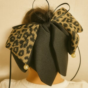 호피 리본 집게핀 2종 세트 빅 대형 리본 반묶음 고정력 포인트 헤어핀