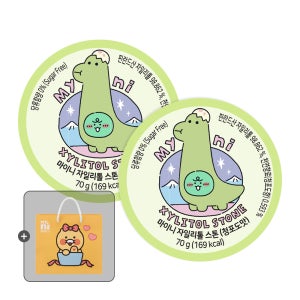 마이니 자일리톨스톤 무설탕캔디 자일리톨캔디 2개 (청포도맛)+카카오 춘식이 쇼핑백