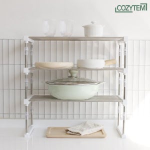 코지템 베르디 멀티조절 주방선반 3단 냄비 접시정리 수납랙 세트 싱크대 정리