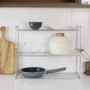 코지템 다용도 적층 철제선반 (L2개+바닥판1개) 냄비 접시 싱크대 정리 주방수납