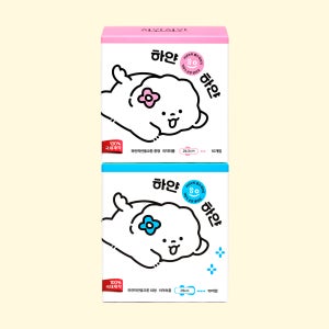 유기농순면생리대 하얀하얀 순면흡수체 대형,중형,라이너2팩