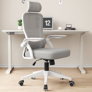 티야드 자세교정 공부 사무용 의자 허리받침 컴퓨터 메쉬 사무실의자 화이트+그레이