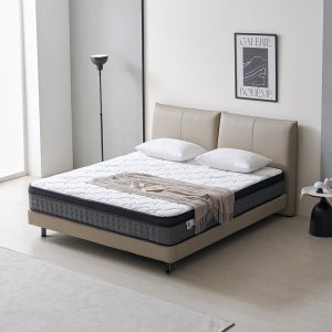 라로퍼니처 브리튼 1800 가죽 호텔식 라지킹 침대 LK 유로탑 매트리스 포함