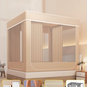 사계절 실내텐트 사각 침대 암막커튼 난방텐트 커튼형 보온 방한 방풍 외풍차단 모기장 텐트 슈퍼싱글난방텐트 싱글침대난방텐트 싱글난방텐트 암막난방텐트
