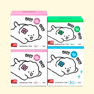 유기농순면생리대 하얀하얀 순면흡수체 대형,중형,라이너4팩