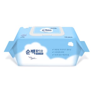 다용도 순백 물티슈 캡형 100매 20팩