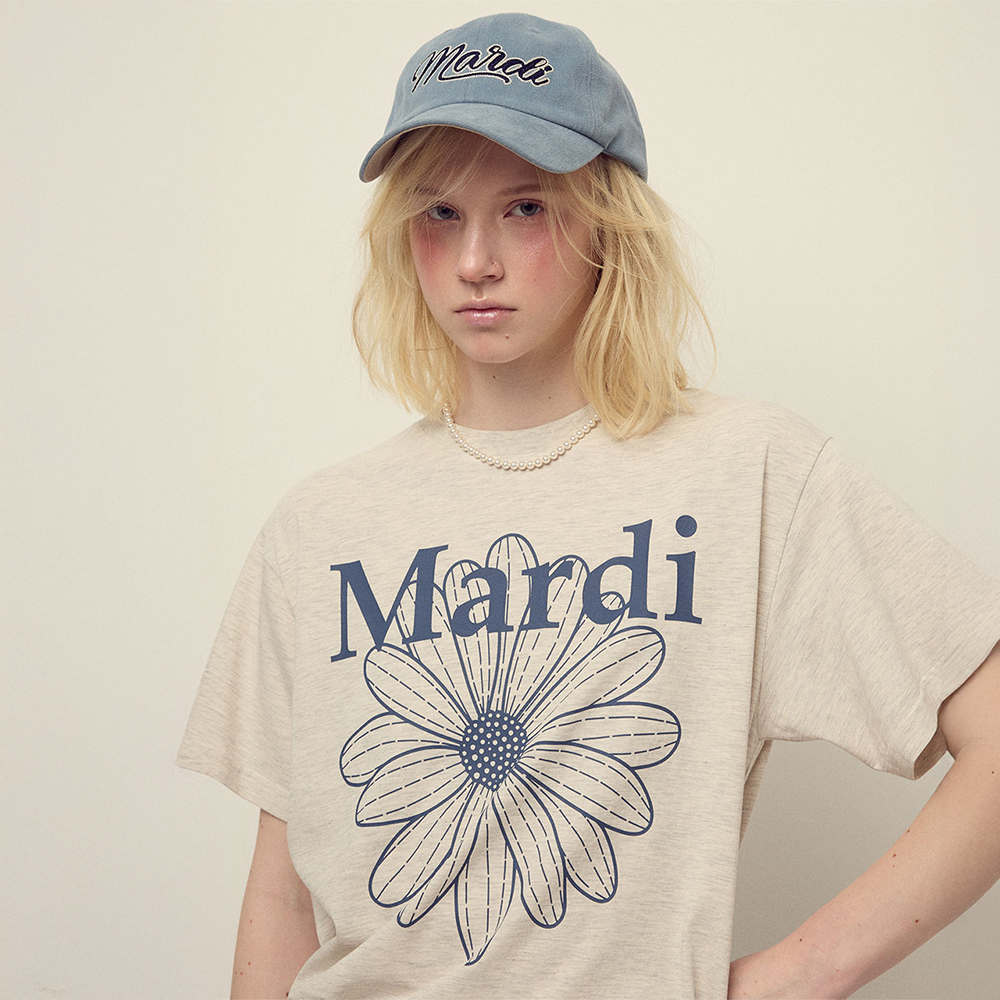 [마르디 메크르디] TSHIRT FLOWERMARDI_OATMEAL BLUE