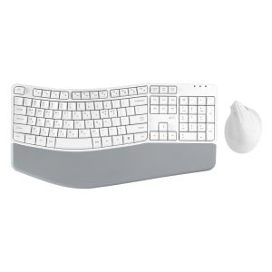 지클릭커 오피스프로 에르고M EMK100 PLUS 인체공학 무선 키보드 마우스 세트 화이트