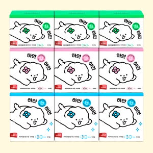 유기농순면생리대 하얀하얀 순면흡수체 대형,중형,라이너9팩