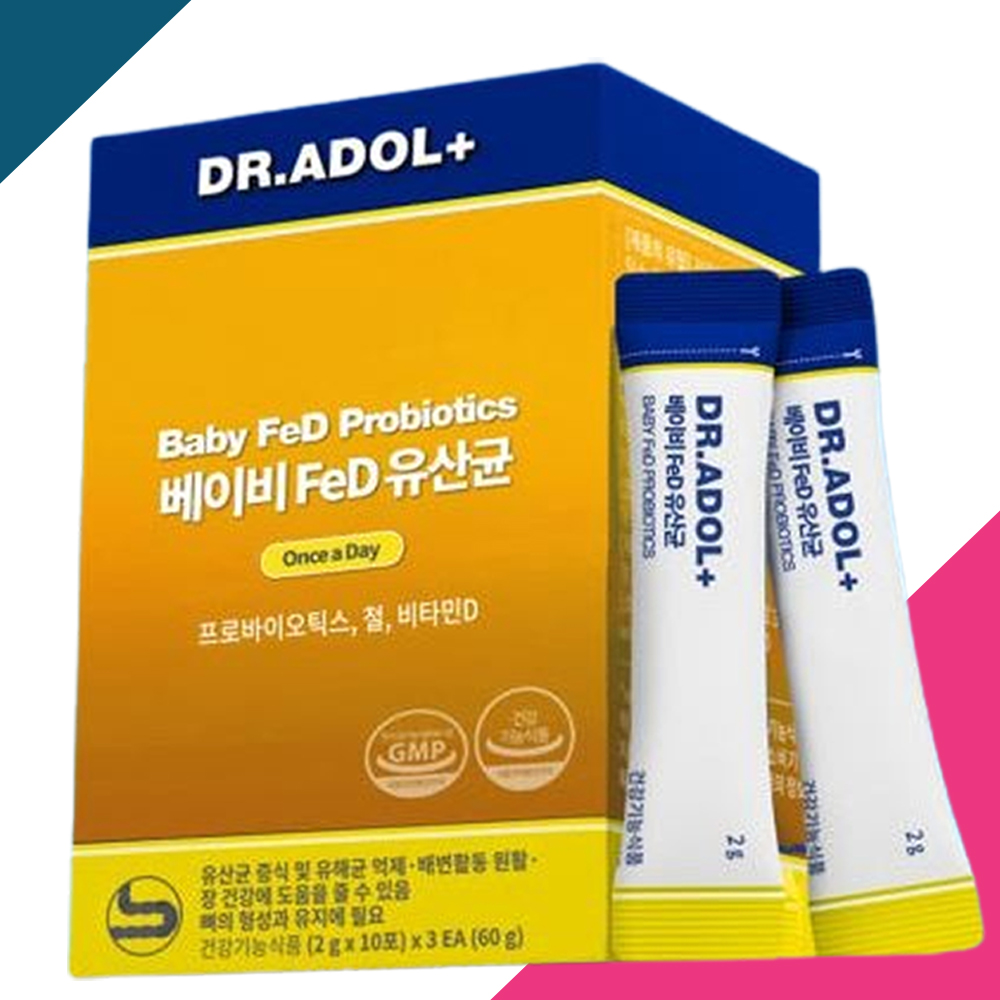 <b>닥터아돌</b> 베이비 FeD 아기유산균 비타민D 돌아기 유아 아이 프로바이오틱스