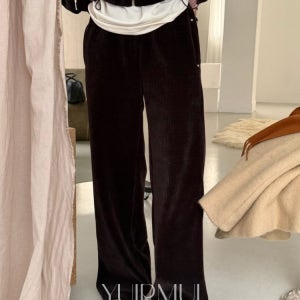 bronze 브론즈 벨로아 골지 밴딩 와이드 팬츠 2color