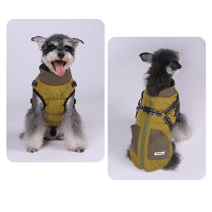 강아지 F/W 골덴배색 반사 하네스 웰론 패딩 3컬러 5사이즈