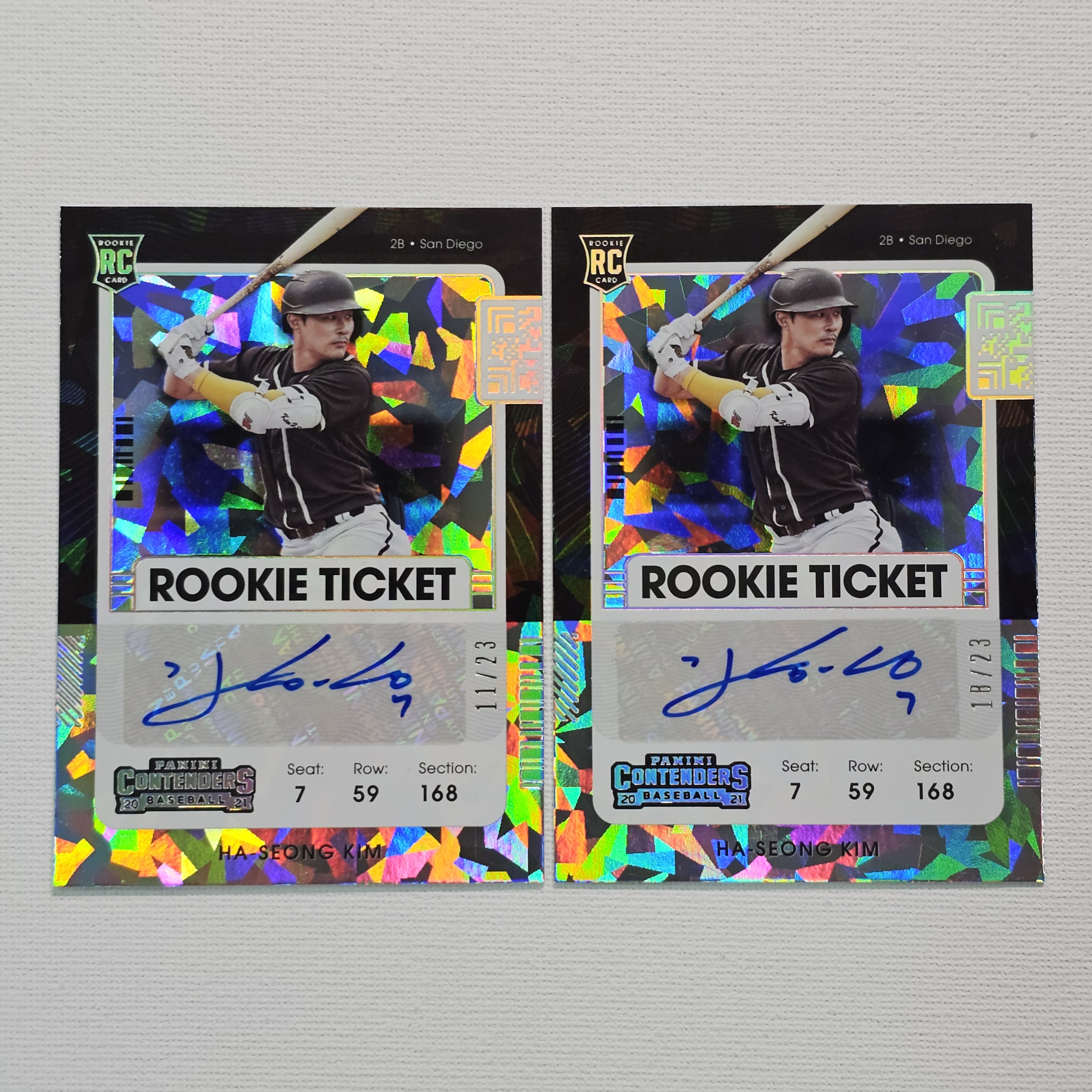 2021 Contenders Rookie Ticket Auto Ha-Seong Kim Cracked Ice /23 RC 김하성 야구카드 / MLB-86