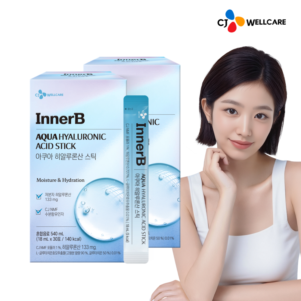 CJ 이너비 아쿠아 <b>히알루론산</b> 스틱 30포, 2개