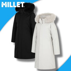 밀레 구스다운 롱패딩 여성 긴기장 코트 점퍼 보온 방항 캐주얼 거위털 겨울파카 아웃도어