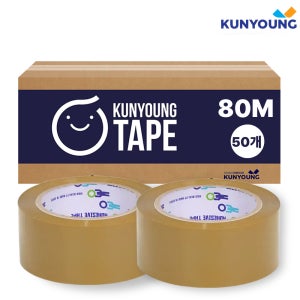 건영 박스테이프 80M 50개 OPP 포장 더블경포장 테이프 KYL50 황색