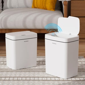KUAHAI 자동 센서 쓰레기통 화장실 기저귀 냄새차단 휴지통 1+1 세트 15L+18L