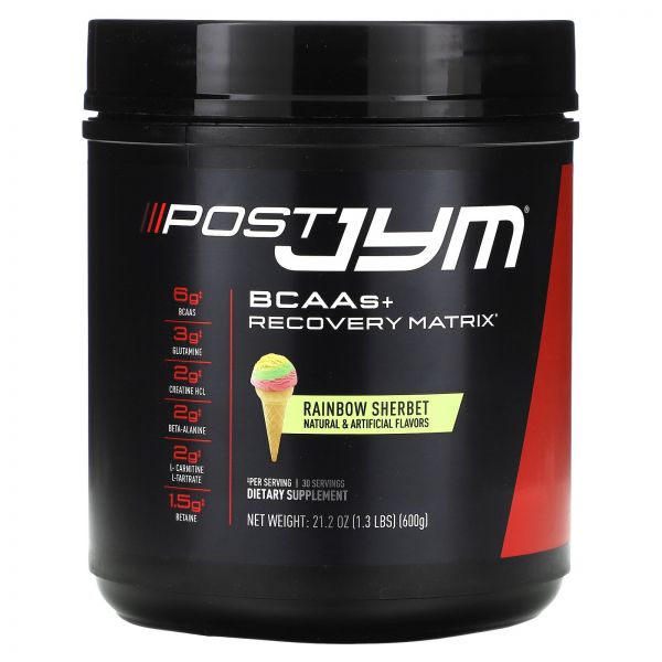 <b>JYM</b>서플리먼트사이언스 Post <b>JYM</b> BCAA + 회복 매트릭스 레인보우 셔벗 600g