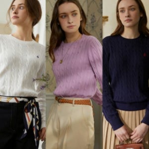 비버리힐즈폴로클럽 여성 오가닉코튼 케이블니트 3종