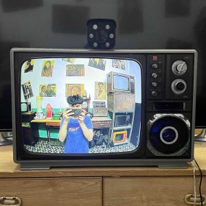 레트로 TV 송출 촬영 세트 티비 옛날 엔틱 카메라 오래된 A. 12인치 밝은 눈송이