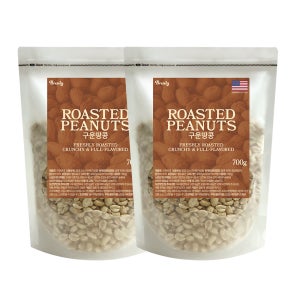 미국산 구운땅콩 반태 무염 무첨가 볶음·베이킹·간식용 700g, 2개