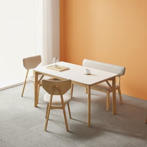 어반레트로 원목 포세린 세라믹 식탁세트 식탁+의자2+벤치1, 1400mm, 내추럴