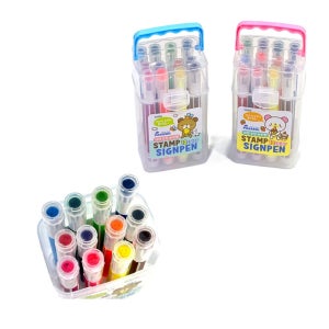 WSstore 도장 사인펜 스탬프 사인펜 12색 세트 싸인펜12색