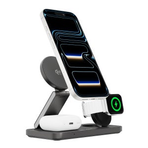 지모 베이직 Qi2.2 25W 3in1 플립 차징 스테이션 패드 스탠드 애플, 블랙