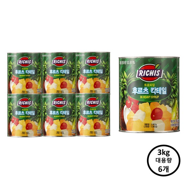 리치스 후르츠 칵테일 3kg x 6개 (1박스)