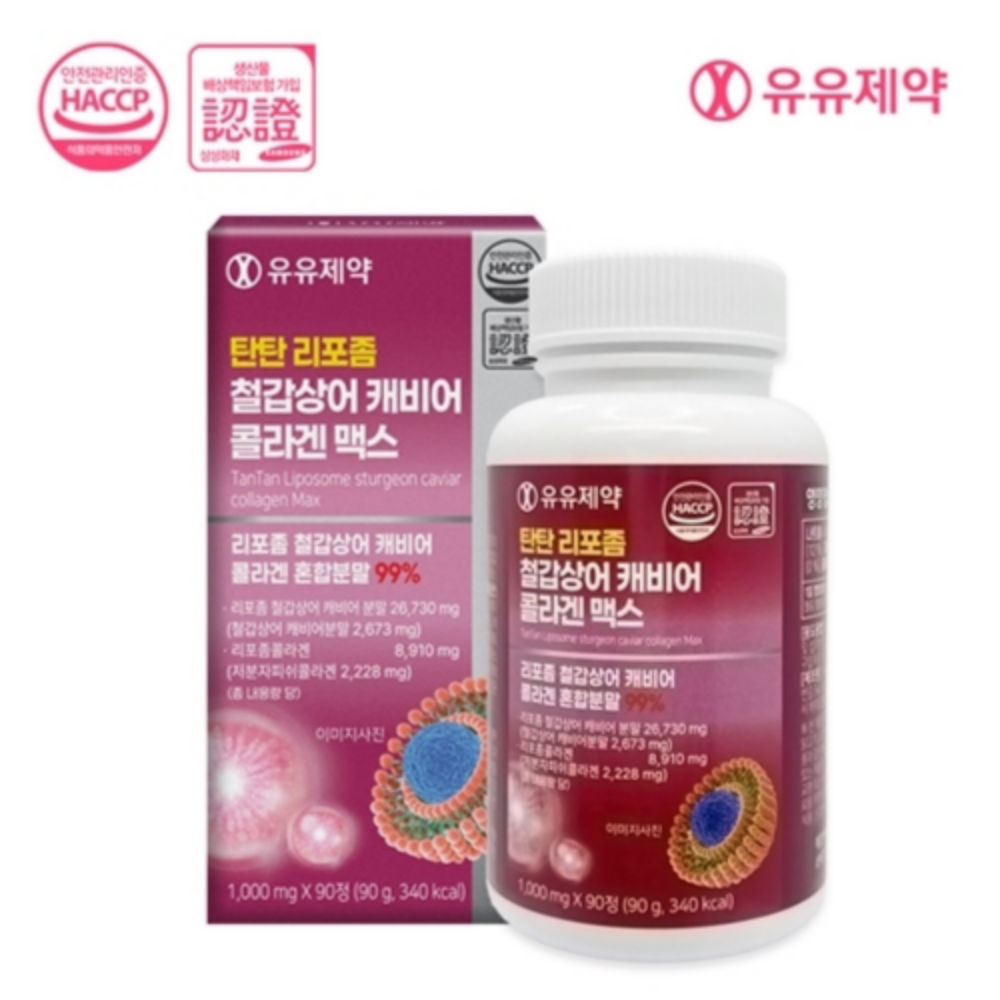 피부영양제 유유제약 탄탄 리포좀 철갑상어 캐비어 콜라겐 맥스 1,000mgX90정 90정, 1개