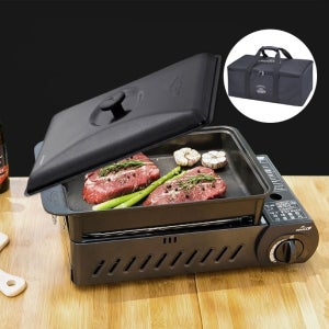 캠핑용 바베큐그릴 전골팬 올인원 구이바다 올블랙풀세트 M