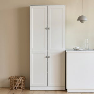 킨포 화이트 심플 키큰 수납장 주방 부엌 다용도 수납 800x400x1920mm, 7단, 루체 실버손잡이