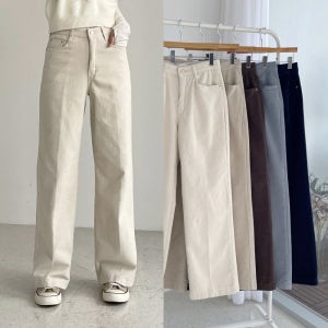 코듀로이팬츠 겨울 기모 스판 히든밴딩 스트레이트 일자핏 여성골덴바지 크림색 브라운 노엘