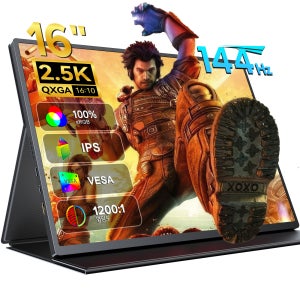 EViCiV 에비크 2.5K 144Hz sRGB 101% 40.6cm(16인치), 게임밍/업무 휴대용 포터블 모니터 ，커버형 블랙