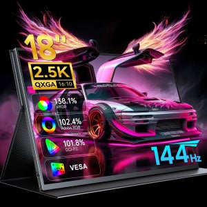EViCiV 2.5K 144Hz sRGB 138.1% DCI-P3 101.8% 45.7cm(18인치) 게임밍/업무 휴대용 포터블 모니터 , 커버형 블랙