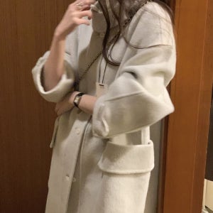 넥워머 카라 울100% 핸드메이드 롱코트 여성 겨울 울코트