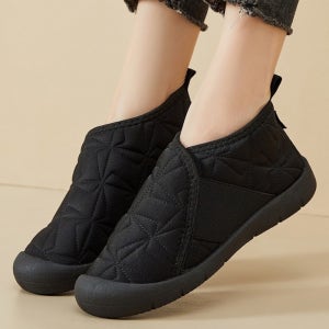 여자 안감 털 퍼 패딩 방한 인모 단화 슬립온 브라운 블랙