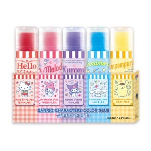 종이나라 산리오 캐릭터즈 컬러풀 25g 5개입 색칠 고체풀