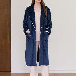 허비쉬 기모 벨벳 로얄 바인딩 로브 - 네이비