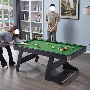 접이식 당구대 중형 미니당구대 보드게임 카페 세트 당구다이 검은색 가죽 녹색 천 1.83m