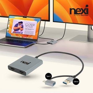 넥시 USB3.1 C타입 & USB3.0 to HDMI 듀얼 컨버터 4K NX1629