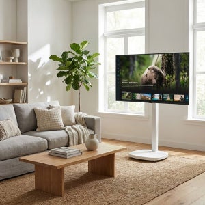 카멜마운트 MMB43PW 버튼 높이 조절 이동식 삼텐바이미 모니터 TV 스탠드 거치대