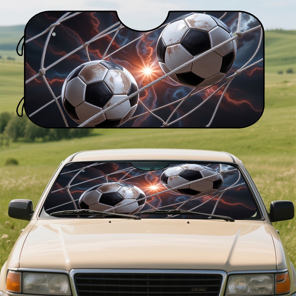 1개 축구 골대 패턴 앞유리 차양막 - 접이식 폴리에스터 선바이저, 내부 열 <b>감소</b>, 적합한 선택
