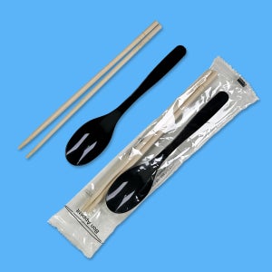 본아베띠 검정 수저세트 업소용 개별포장 배달용 500개 (숟가락17cm 젓가락20cm)