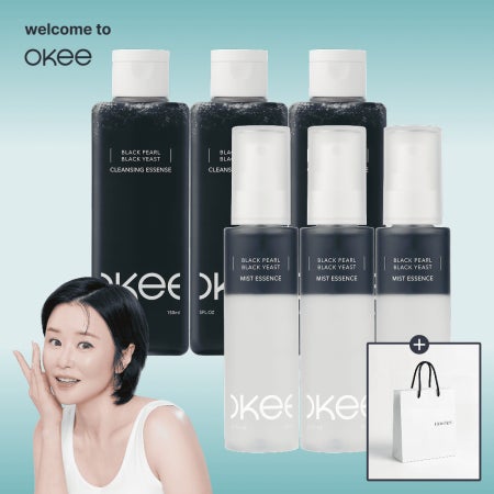오키 흑진주 클렌징 팩 클렌저 세안제 미스트 스킨 에센스 흑효모 화장품 세트 3+3 세트
