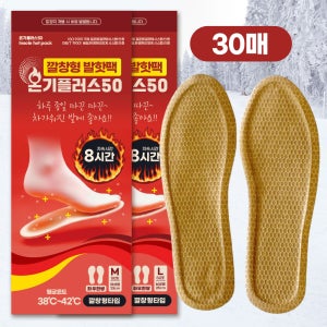 온기플러스 깔창 핫팩 2pcsX 30매 발 신발 발난로 발바닥 온열 캨핑 군용 군인 캠핑