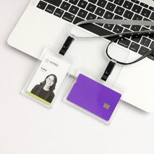히키스 사원증 출입증 ID카드 2장수납 아크릴 네임케이스SH60 교통카드 학생증 목걸이