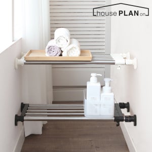 하우스플랜온 무타공 스테인리스 압축선반 L아이보리