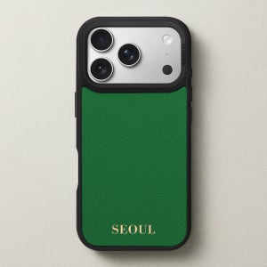 케이스어스 프랑스 미조레 가죽 맥세이프 각인 커스텀 케이스 그린, 아이폰17 프로