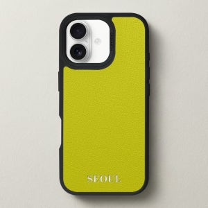 케이스어스 프랑스 미조레 가죽 맥세이프 각인 커스텀 케이스 라임, 아이폰17